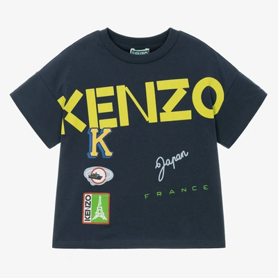 Kenzo Babies' Boys Navy Blue Cotton Logo T-shirt