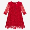 SELF-PORTRAIT GIRLS RED CHIFFON LACE DRESS