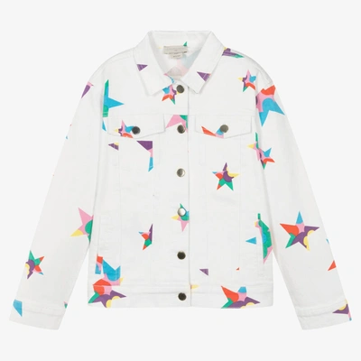 Stella Mccartney Kids Teen Girls White Star Print Denim Jacket