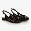 DOLCE & GABBANA GIRLS BLACK LACE DG SLINGBACK PUMPS