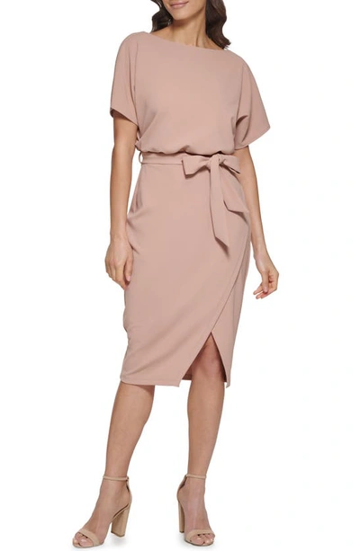 KENSIE TIE FRONT BLOUSON DRESS