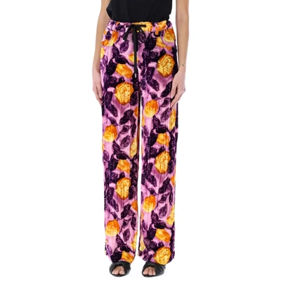 Marni Morning Blossom Velvet Trousers In Purple