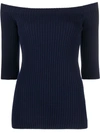 Chloé Boat Neck Wool Sweater In Blue