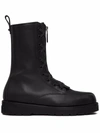 Valentino Xcombat Leather Boots In Black