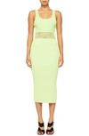 Simkhai Loren Crochet Ring Waist Sweater Dress In Lime
