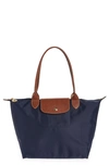 Longchamp Le Pliage Original Medium Canvas Short Handle Handbag In Marine