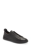 ZEGNA ZEGNA TRIPLE STITCH DEERSKIN LEATHER SLIP-ON SNEAKER