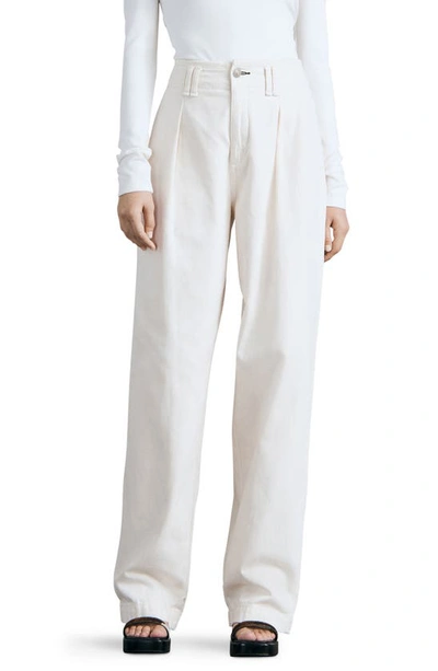 Rag & Bone High-rise Pleated Straight-leg Trousers In Ecru