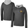 Colosseum Black Iowa Hawkeyes Ballot Waffle-knit Thermal Long Sleeve Hoodie T-shirt In Heather Gray