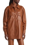 Good American Better Than Leather Faux Leather Shacket In Burnt Caramel002