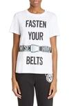 MOSCHINO FASTEN YOUR SEATBELTS GRAPHIC TEE