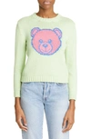 Moschino Cotton Knit Teddy Crewneck Sweater In Fantasy Print Green