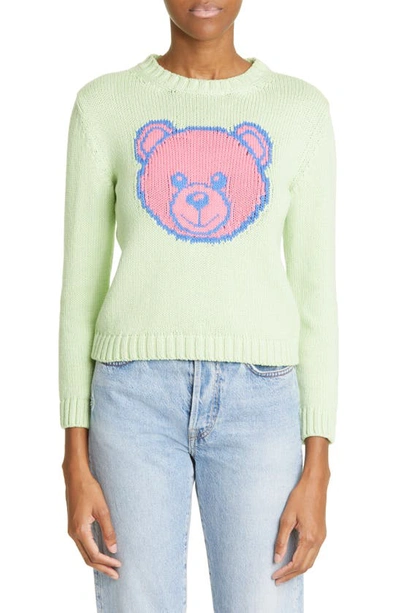 Moschino Teddy Bear Crewneck Sweater In Green