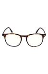 Tom Ford 50mm Round Blue Block Filter Optical Glasses In Dark Havana