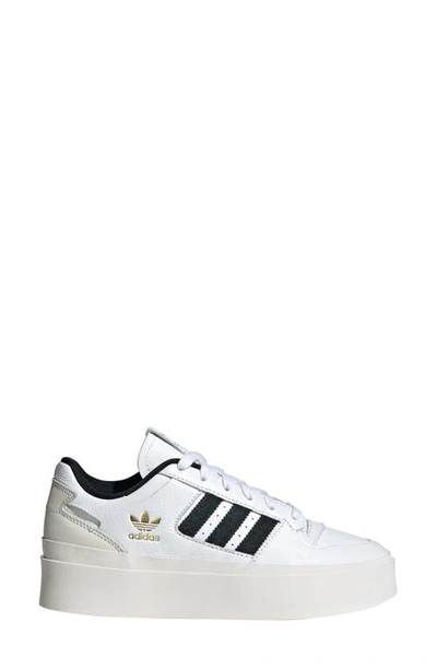 Adidas Originals Forum Bonega Platform Sneaker In White/ Black/ Gold Met.