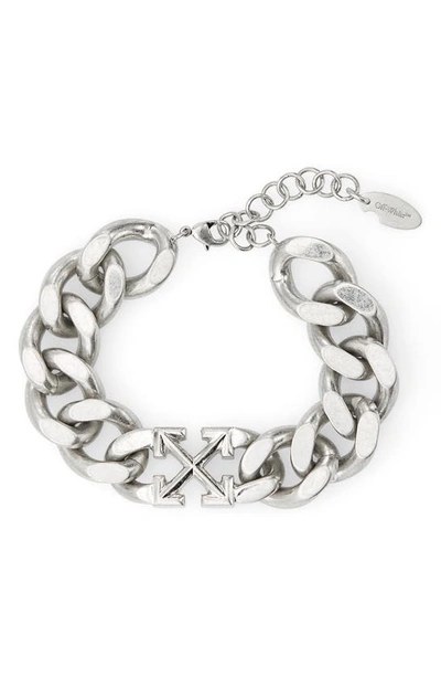 Off-white Arrows Curb Chain Bracelet In Silver