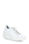 Fly London Delf Platform Wedge Sneaker In White Leather