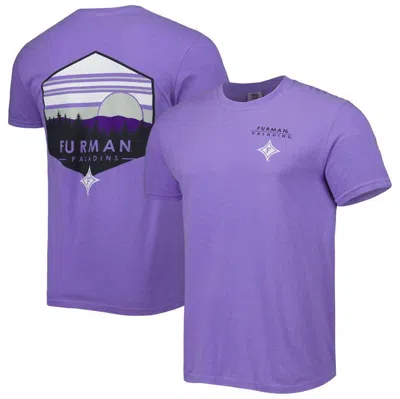 Image One Purple Furman Paladins Landscape Shield T-shirt
