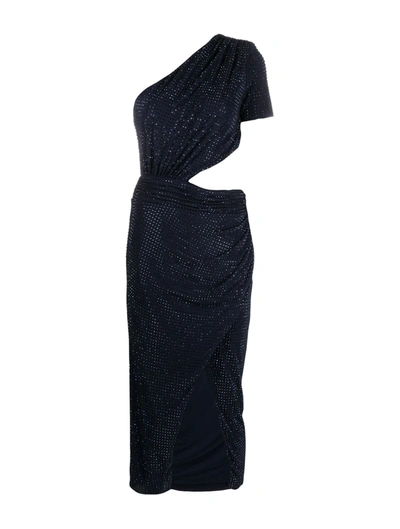 Self-portrait Self Portrait Rhinestones Midi Dress In Navy