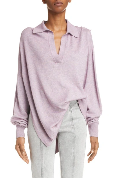Isabel Marant Giliane Johnny Collar Asymmetric Sweater In Purple