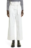 MAX MARA NIGELLA BELTED CROP STRETCH COTTON TROUSERS