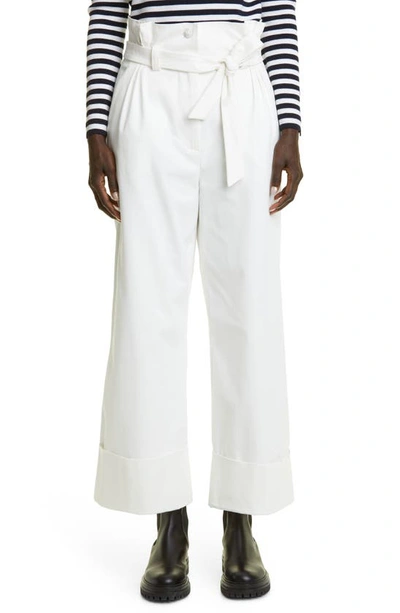 Max Mara Nigella Paperbag Cotton-blend Pants In White