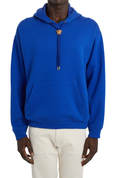 Versace Medusa Hardware Cotton Hoodie In Blue ModeSens