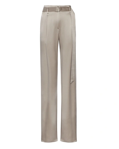 Lapointe Satin Belted Trouser In Grey