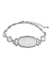 CZ BY KENNETH JAY LANE SEMI PRECIOUS MILKY QUARTZ & CZ BRACELET