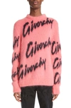 Givenchy Men's Sweater In All-over Logo Intarsia Mohair And Wool In Pink/ Black