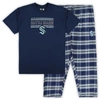 Profile Men's Deep Sea Blue, Gray Seattle Kraken Big And Tall T-shirt And Pajama Pants Sleep Set In Navy