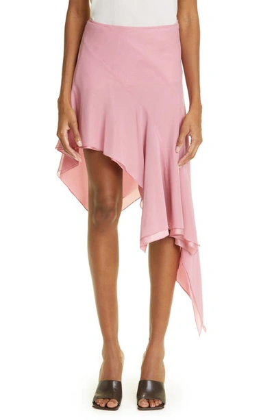 Knwls Cyclo Asymmetric Stretch Silk Skirt In Acid Pink