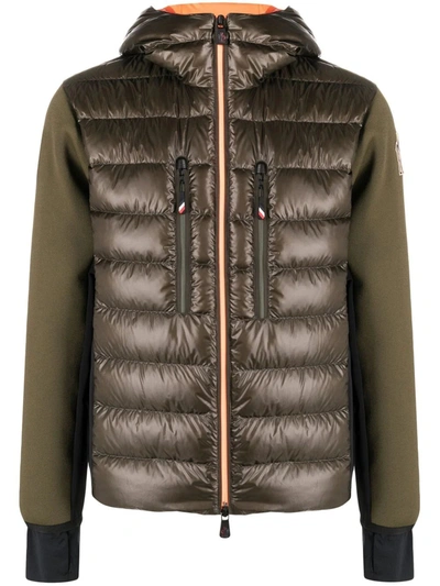 Moncler Grenoble Logo Patch Zip In Green