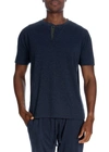 Unsimply Stitched Short Sleeve Henley & Lounge Shorts 2-piece Pajama Set In Blue
