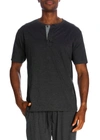 Unsimply Stitched Short Sleeve 3 Button Henley In Heather Grey