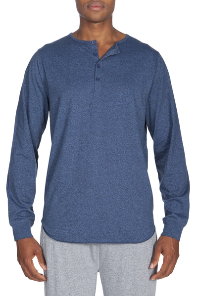 Unsimply Stitched Poly Viscose Long Sleeve Henley In Blue