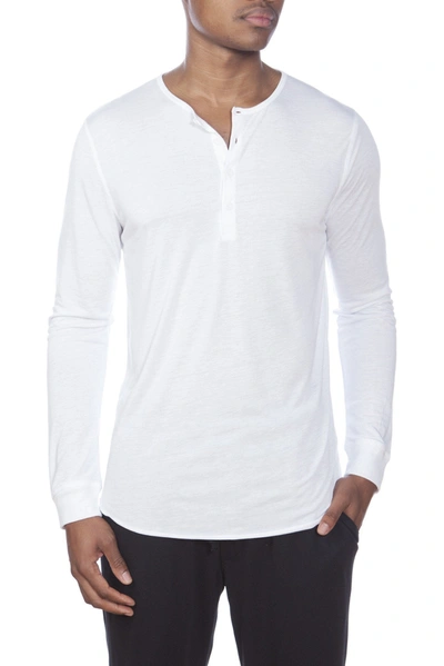 Unsimply Stitched Poly Viscose Long Sleeve Henley In White
