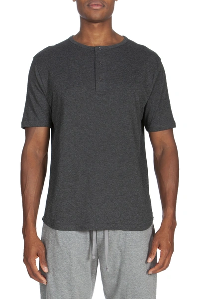 Unsimply Stitched Short Sleeve Henley In Grey