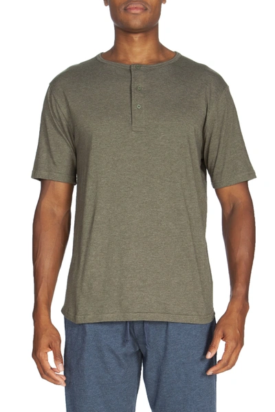 Unsimply Stitched Short Sleeve Henley In Green