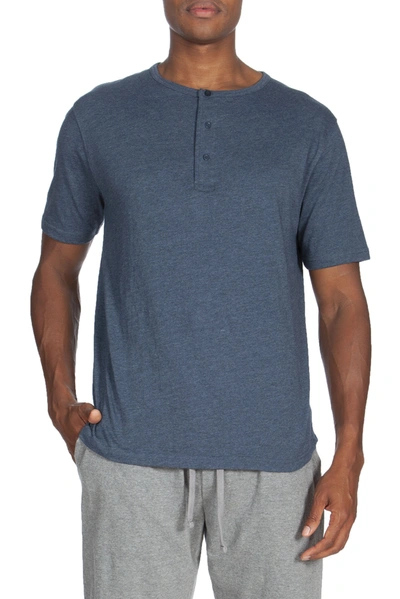 Unsimply Stitched Short Sleeve Henley In Blue