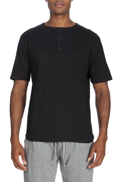 Unsimply Stitched Short Sleeve Henley In Black