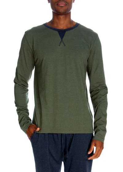 Unsimply Stitched Long Sleeve Contrast Crew In Green