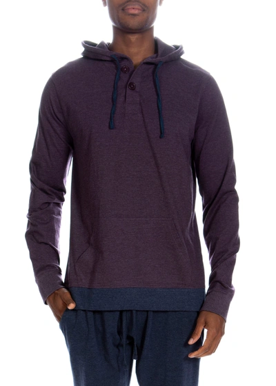 Unsimply Stitched Henley Hoodie With Contrasted Cuff In Multi