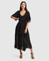 BELLE & BLOOM AMOUR AMOUR RUFFLED MIDI DRESS - BLACK