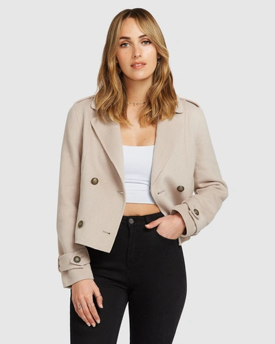 Belle & Bloom Better Off Military Peacoat - Sand In Brown