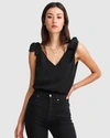 BELLE & BLOOM FEEL FOR YOU V-NECK TOP - BLACK