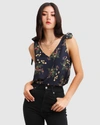 BELLE & BLOOM FEEL FOR YOU V-NECK TOP - NAVY