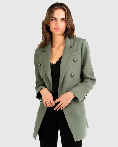 Belle & Bloom Princess Polina Textured Weave Blazer - Military In Green