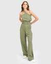 BELLE & BLOOM STATE OF PLAY WIDE LEG PANT - ARMY GREEN