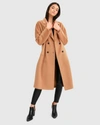 BELLE & BLOOM BOSS GIRL DOUBLE-BREASTED LINED WOOL COAT - CAMEL